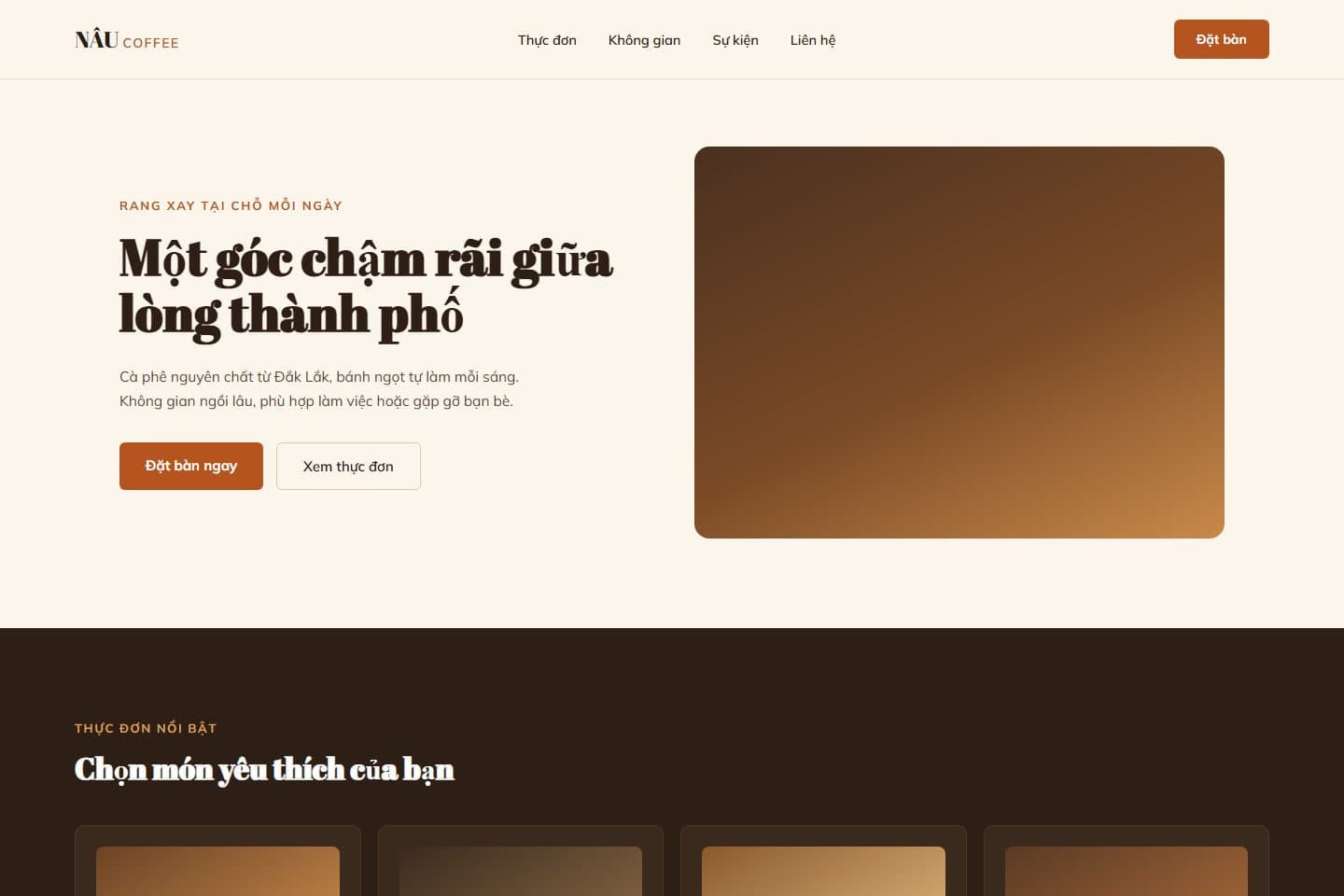 Nhà hàng / Quán cafe — mẫu website do lamweb thiết kế