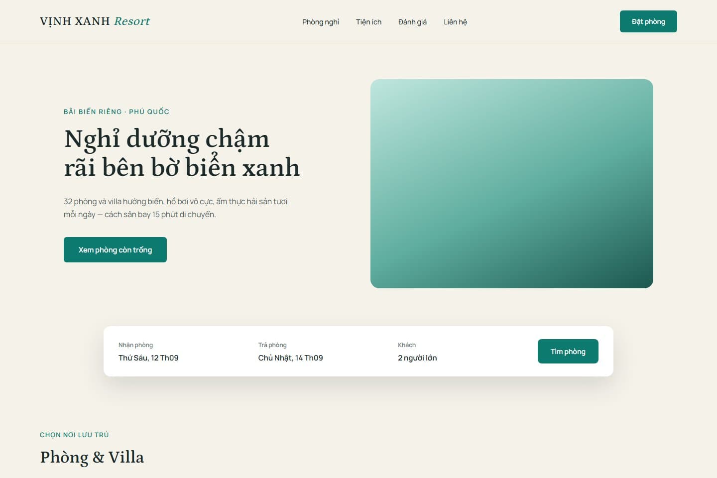 Khách sạn / Homestay / Resort — mẫu website do lamweb thiết kế