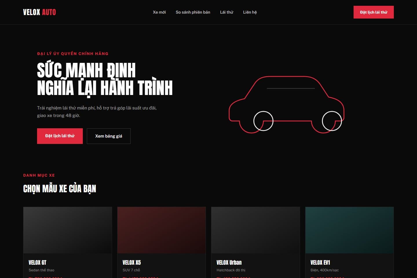 Showroom ô tô / Xe máy — mẫu website do lamweb thiết kế
